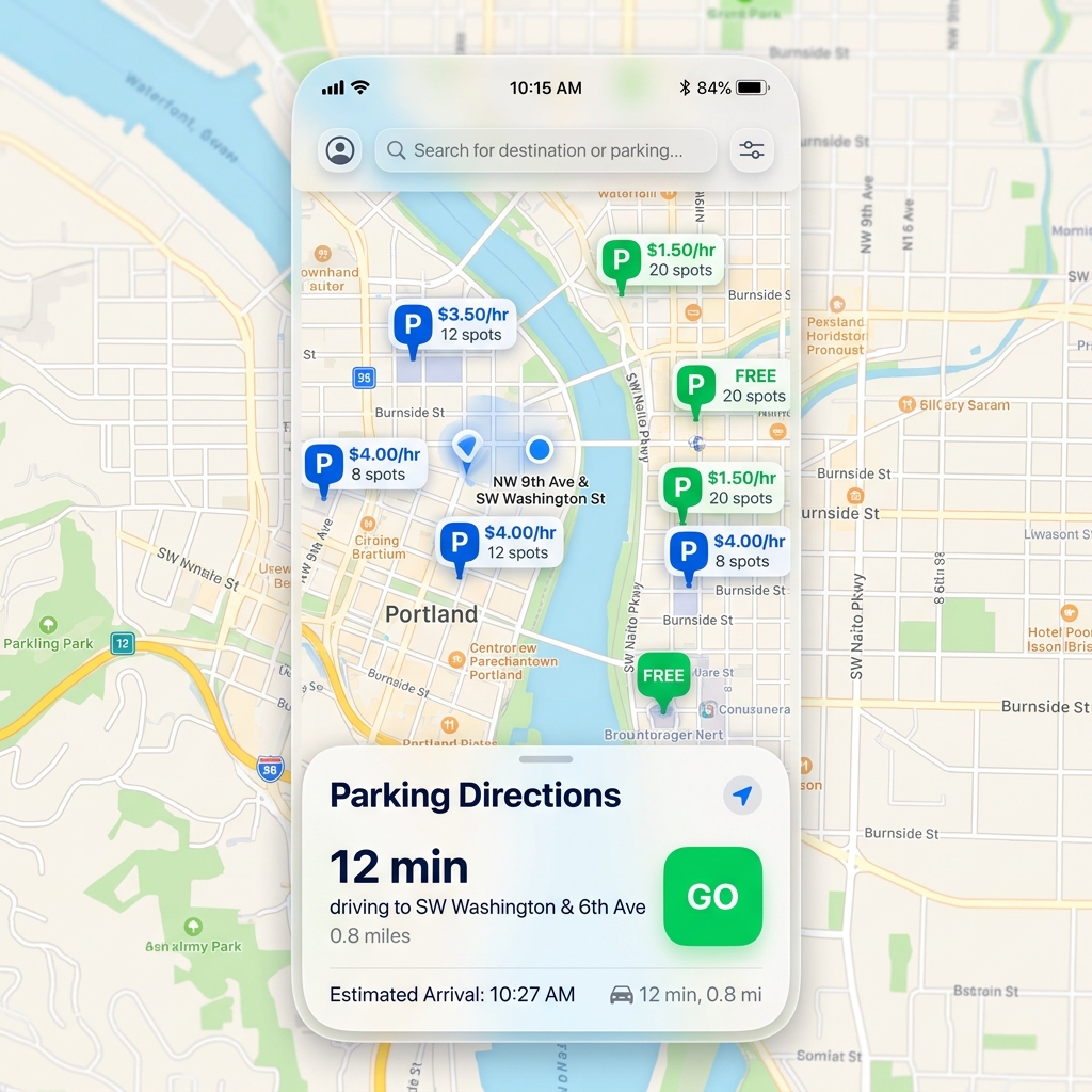 Parkey App Map UI